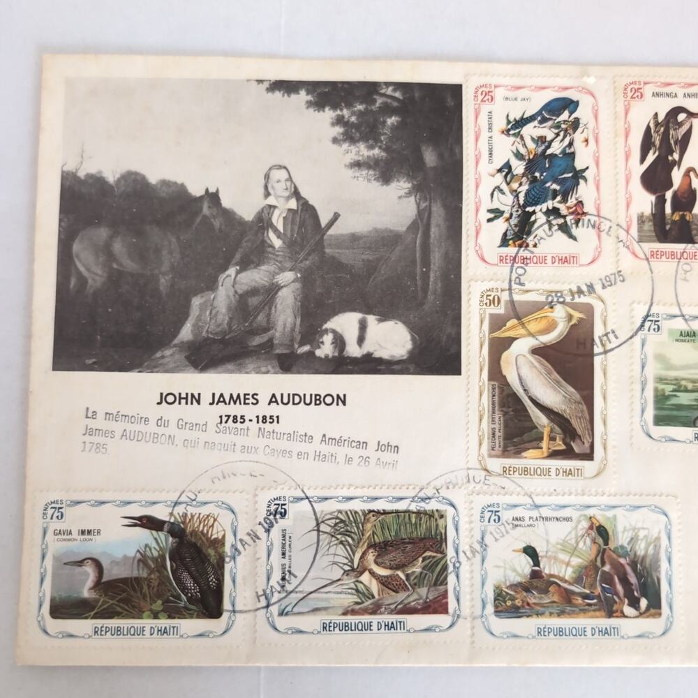 1975 Haiti John James Audubon Colorful Birds Issue Cachet Unauthorized Stamp - Picture 3 of 4